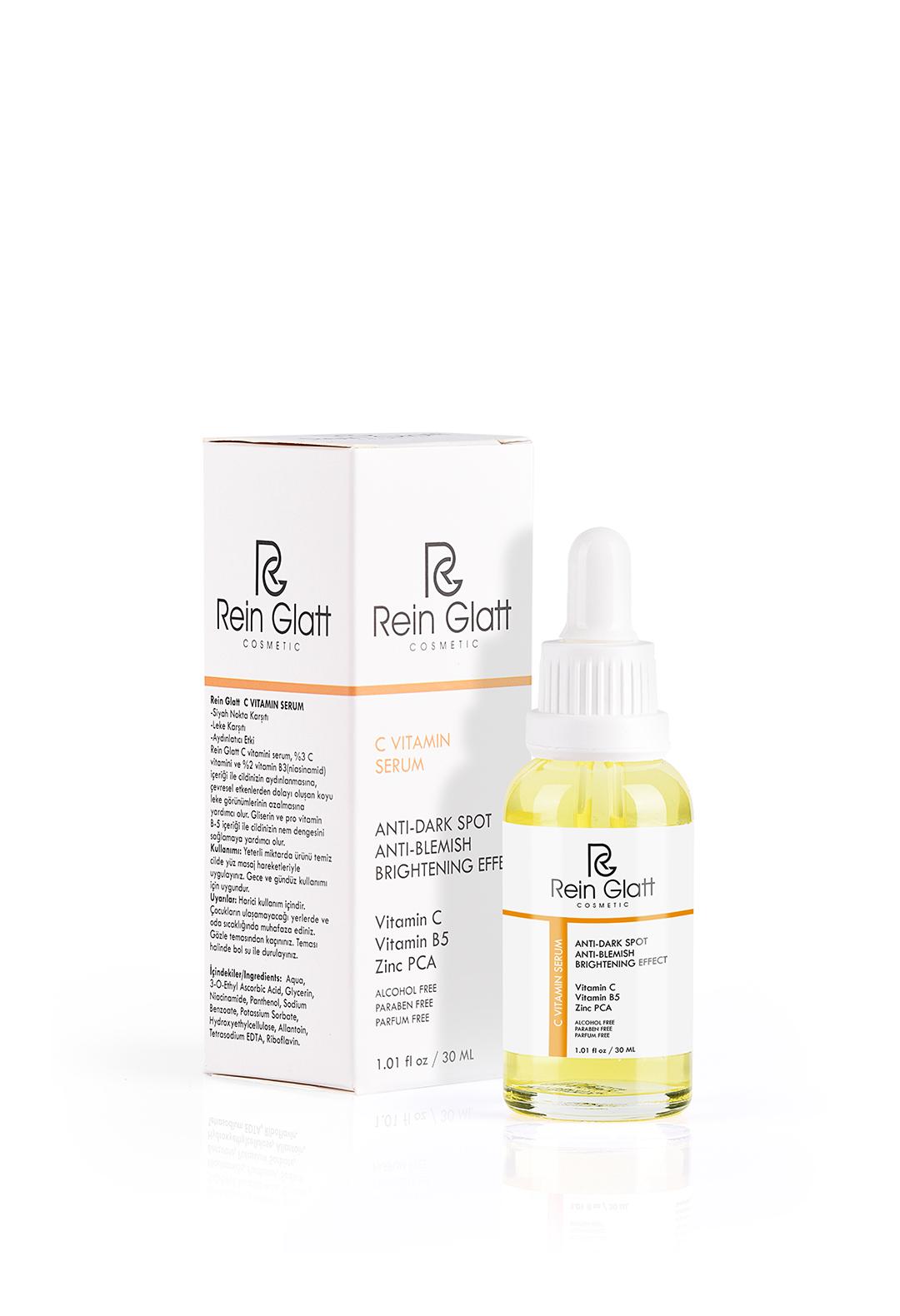Rein Glatt Aydınlatıcı Canlandırıcı Leke Karşıtı Ve Besleyici C Vitamini Serumu Vegan B5 Zinc Pca