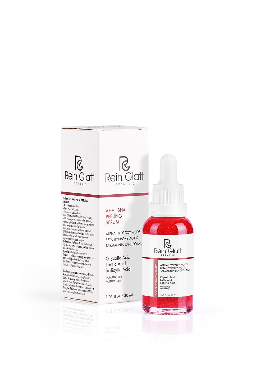 Rein Glatt Cosmetic Aha & Bha Canlandırıcı & Cilt Tonu Eşitleyici Vegan Kırmızı Peeling Cilt Serumu 30 ml