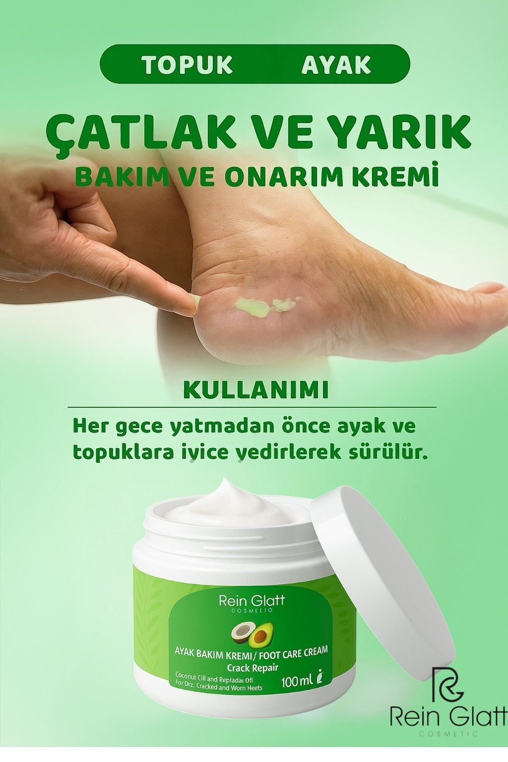 Avakado Yağı Ve Hindistan Yağı Özlü Çatlak Ve Kuru Ayaklar Için Onarıcı Mucize Ayak Kremi 100 ml