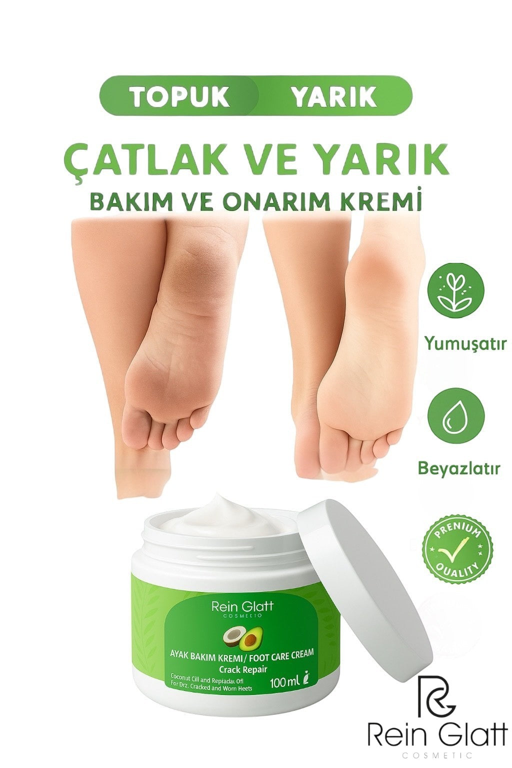 Avakado Yağı Ve Hindistan Yağı Özlü Çatlak Ve Kuru Ayaklar Için Onarıcı Mucize Ayak Kremi 100 ml